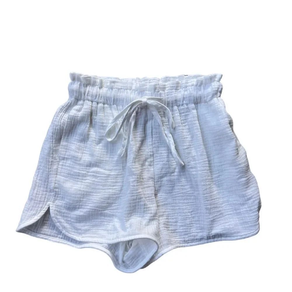 Victoria Dunn Lounge White Gauzy Cotton Shorts S